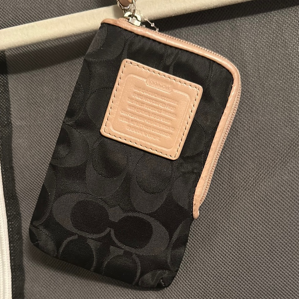 Coach Black and tan Wristlet